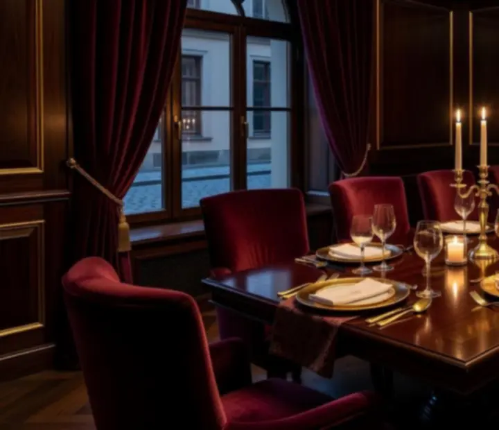 Soukromý dining salonek v restauraci Praznoc připravený pro večerní akci